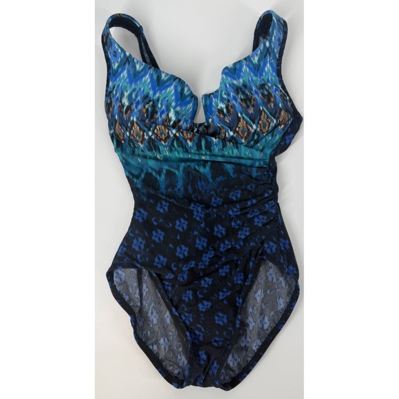 Miraclesuit Sz 8 Sunset Cay Escape Underwire Allover-Slimming One Piece Swimsuit - Picture 3 of 8